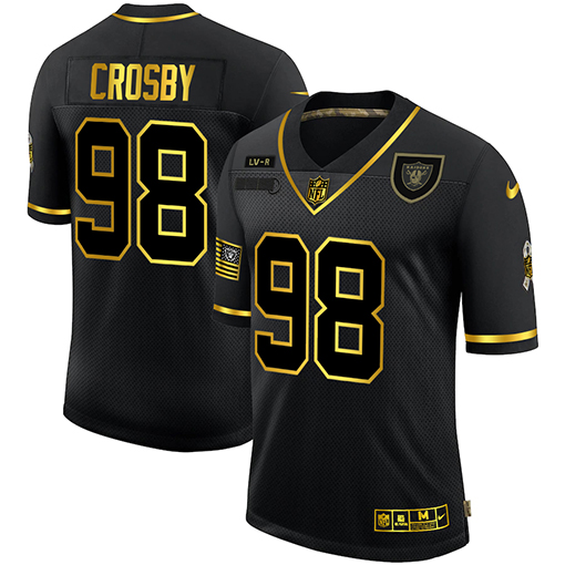 Las Vegas Raiders #98 Maxx Crosby Men Nike 2020 Salute To Service Golden Limited NFL black Jerseys->oakland raiders->NFL Jersey